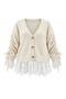 WOMEN'S PREMIUM LACE Ruched Detail Sleeve Knit Cardigan - 5