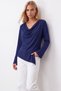 Women's navy blue open-neck asymmetrical cut knit blouse alc-x16037 - 2