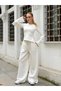 Long-Sleeved, Crew Neck, Wide-Leg Two-Piece Set with Side Zippers