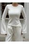 Long-Sleeved, Crew Neck, Wide-Leg Two-Piece Set with Side Zippers - 5
