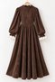 Vintage Long Dark Brown Velvet Dress with Lace Details - 3