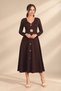 Women's V-Neck, Button-Front, Buckle Detail, Double-Pocket Modal Midi Dress - 2