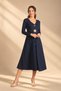 Women's V-Neck, Button-Front, Buckle Detail, Double-Pocket Modal Midi Dress
