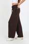 Women's Brown Pants with Rolled Hem and Adjustable Leg Openings, Barrel Fit, Loose Fit - H6187 - 7