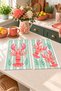 Coral Lobster Green Striped Pattern Digitally Printed 2-Piece Kitchen Towel Set, 35x55 cm - 7