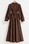 Vintage Long Dark Brown Velvet Dress with Lace Details - 5