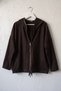 Italian Brown Hooded Long-Sleeved Zippered Pocket with Tie-Detail Velvet-Woven Jacket 68 66 - 3