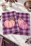 Plum Harvest Pumpkin Purple Checked Pattern Digitally Printed 2-Piece Kitchen Towel Set, 35x55 cm