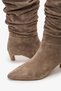 Odin Taupe Color Suede Leather Kitten-Heel Boots - 4