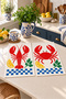 Coastal Table Lobster and Crab Blue Checkered Pattern Digitally Printed 2-Piece Kitchen Towel Set, 35x55 cm - 7