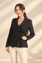 Women's Double-Breasted Jacket with Side Metal Buckles and Single-Sided Pleats - 3