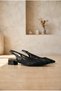 Women's White Lace Embroidered Tulle Slingback Heeled Shoes with Short, Thick Heels - 2
