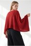 Women's Red Glittery Knit Poncho Cardigan HRK-19000531 - 2