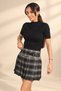 Women's Buckled Pleated Plaid Mini Skirt - 2