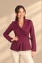 Women's Double-Breasted Jacket with Side Metal Buckles and Single-Sided Pleats - 2