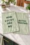 Better Together Green Striped Pattern and Digitally Printed Digital Print 2-Piece Kitchen Towel Set, 35x55 cm