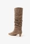 Odin Taupe Color Suede Leather Kitten-Heel Boots - 2