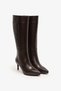 Navy Brown Leather Women's Heeled Boots - 3