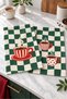 Green Cafe Coffee Cup with Green Checkered Pattern, Digitally Printed 2-Piece Kitchen Towel Set, 35x55 cm