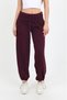 Women's Plum-Colored Rolled Hem Pants with Adjustable Cuffs, Barrel Fit, Loose Fit - H6187 - 2