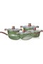 10pcs Kitchencraft Die-Cast Aluminum Cookware Set RF12951 Granite Coated 4mm Induction Base, Wood-Finish Handles Tempered Glass Lid Assorted Color Sets - 2