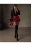 Tasseled Sleeve Satin Blouse and Sequin Skirt Set - 3