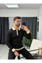 Men’s Polo Collar Half-Zip Corded Fabric Sweater