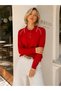 Women's Polo Collar Contrast-Piped Button-Front Corspan Knit Sweater 12510.Crs - 3