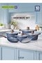 10pcs Kitchencraft Die-Cast Aluminum Cookware Set RF12951 Granite Coated 4mm Induction Base, Wood-Finish Handles Tempered Glass Lid Assorted Color Sets - 3