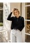 Women's Polo Collar Contrast-Piped Button-Front Corspan Knit Sweater 12510.Crs - 4