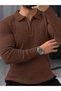 Polo Collar, Half-Zip, Brioche Knit Sweater - 2