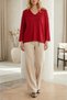 Glittery V-Neck Long-Sleeve Loose-Fit Basic Knit Sweater