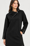 100% Cotton Black Women's Tunic Dress with Zip Detail
