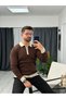 Men’s Polo Collar Half-Zip Corded Fabric Sweater