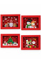 New Year's and Christmas-Themed Red Cardboard Gift Box with Window, 22x15x7 cm, Set of 4 - 2