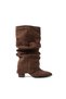Suede-Look Pointed-Toe Women's Boots with Fur-Trimmed Lining and Ruched Detail: Unique Style and Meticulously Crafted - 3
