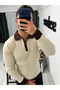 Men’s Polo Collar Half-Zip Corded Fabric Sweater - 4