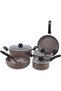 Delcasa Granite Coated Non stick Smart Cookware Set 9Pcs DC1577BGE Induction Compatible 26cm Casserole + Lid 20cm Casserole + Lid, 26cm Frypan, 24cm Wok Pan,16cm Saucepan