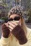 Coffee-Colored Soft-Textured Plush Fingerless Gloves