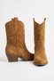 Yursa cowboy genuine leather women's heeled boots, tan suede. - 4