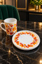Set of 2 Porcelain Turkish Coffee Cups, with an Autumn Pattern Featuring Plane Tree Leaves, Includes Saucers, 90 cc - 5