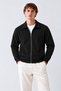 Men's Black Cardigan with a Polo Collar and Zipper - 4
