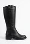 Perlen side buckle detail women's boots, black leather. - 4