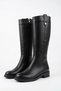 Perlen side buckle detail women's boots, black leather. - 6