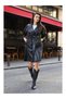 Black Women's Faux Leather Belted Trench Coat 1034