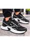 Men's Lace-Up Black and White Chunky-Soled Mesh Sneaker - 2