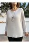 Italian Round-Neck Basket-Weave Textured Knit Stone