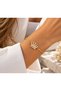 Gold-Colored Women's Bracelet with a Cube Chain, Zircon Stone Accents, and a Sliding Clasp