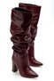 ZRİN-4807 Premium Burgundy Bell-Top Thick-Heeled Women's Casual Boots, 9.5 cm - 4