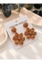 Women's Gold Detailed Woven-Look Earring Styles | Chic Dangle Earrings with Floral and Geometric Designs - 4